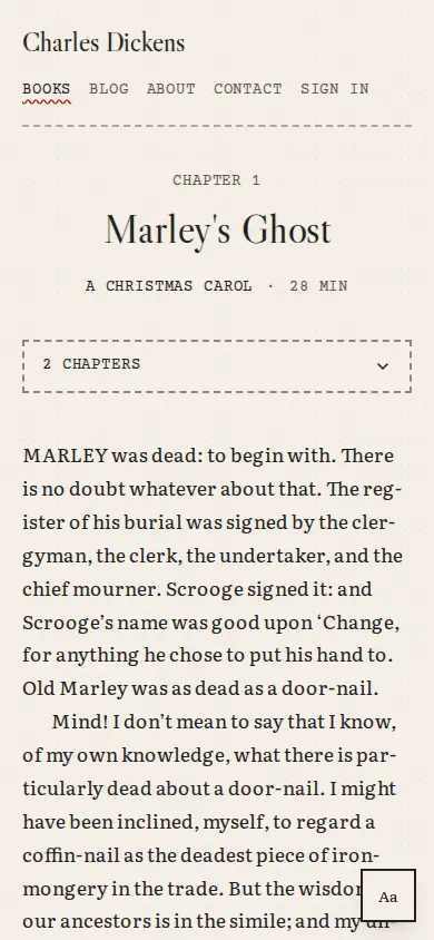 The same site’s chapter on a phone
