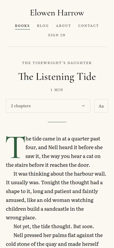 The same site’s chapter on a phone
