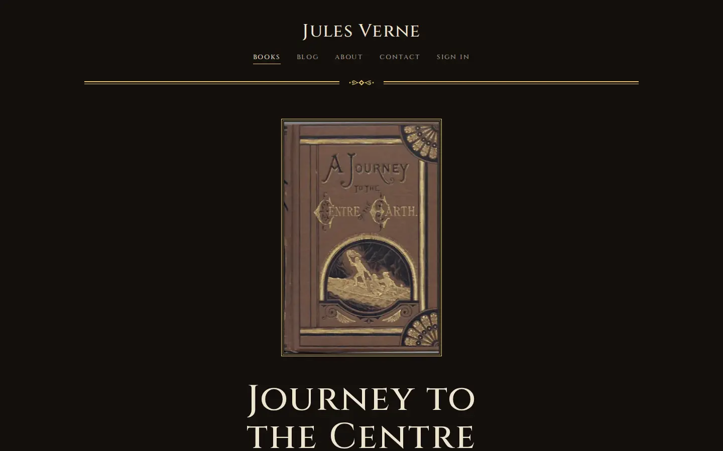 The Leatherbound demo site’s book page on a desktop