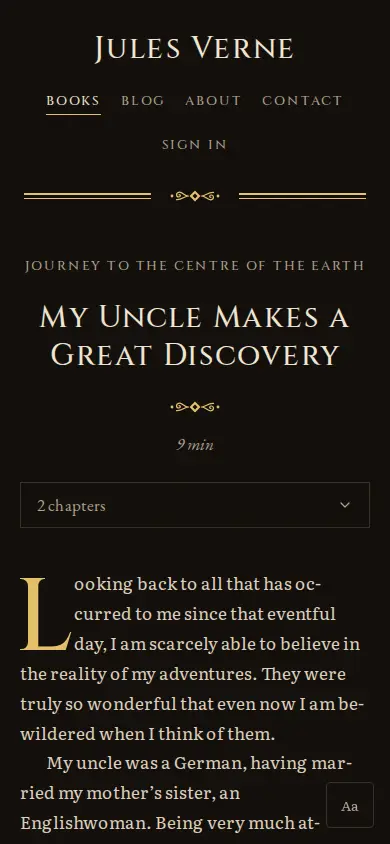 The same site’s chapter on a phone