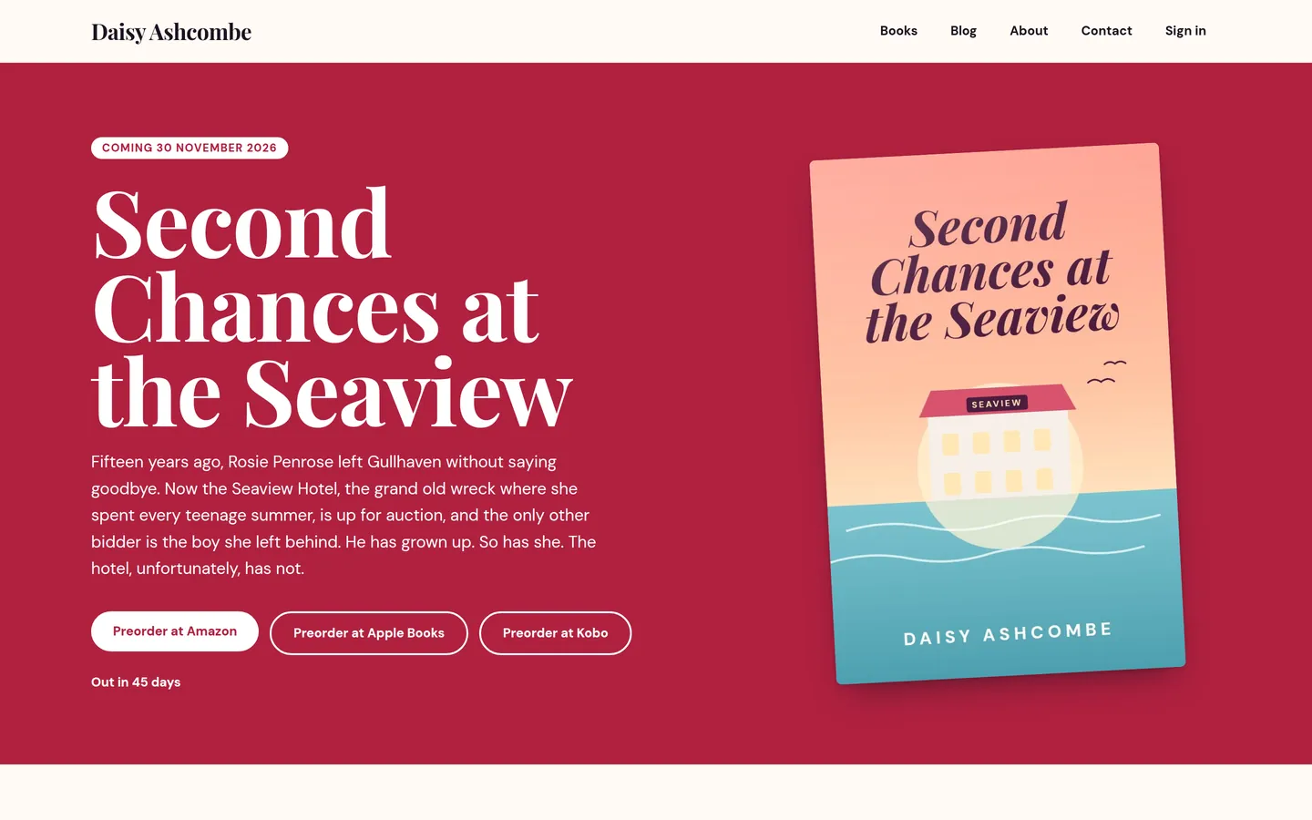 The Paperback demo site’s home page on a desktop