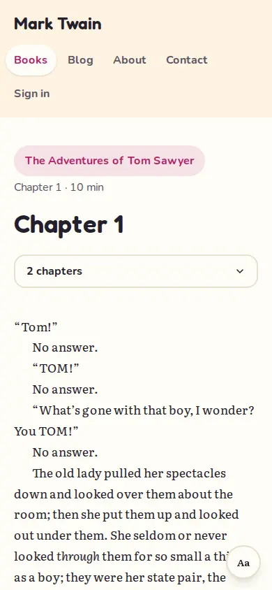The same site’s chapter on a phone